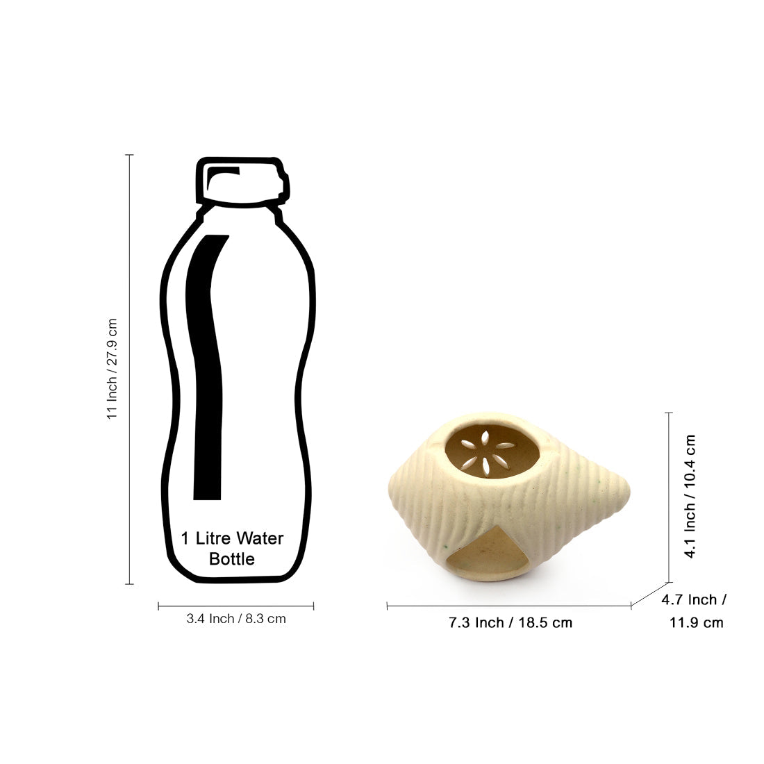 'Shankh Shaped' Ceramic Oil Burner In White