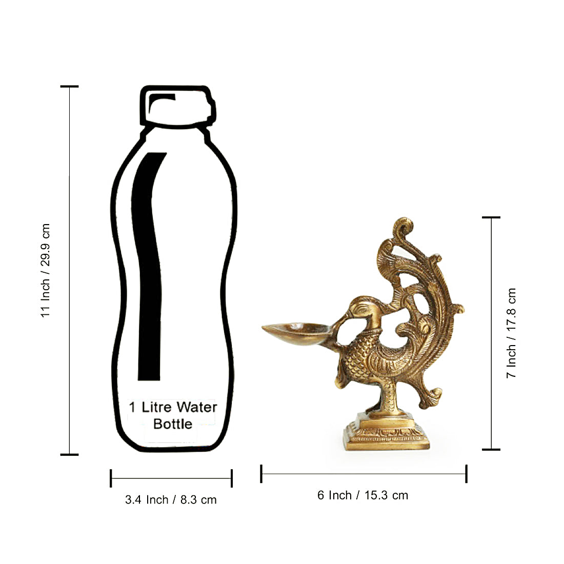 'Princely Peacock'  Hand-Etched Carved Diya In Brass