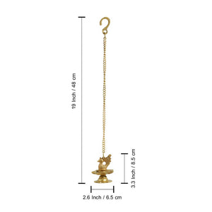 'Flying Swans' Hand-Etched Decorative Hanging Diya Set In Brass (7 Wicks)