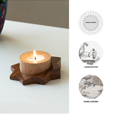 'Jugnu Tara' Wooden Tea Light Holder