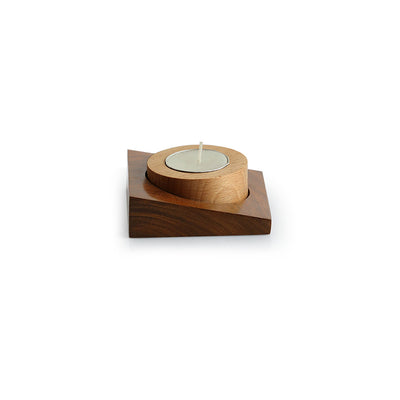 'Jugnu Round'  Wooden Tea Light Holder
