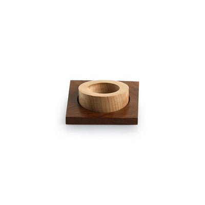 'Jugnu Round'  Wooden Tea Light Holder