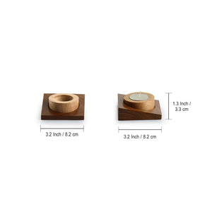 'Jugnu Round'  Wooden Tea Light Holder