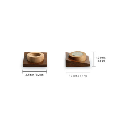 'Jugnu Round'  Wooden Tea Light Holder