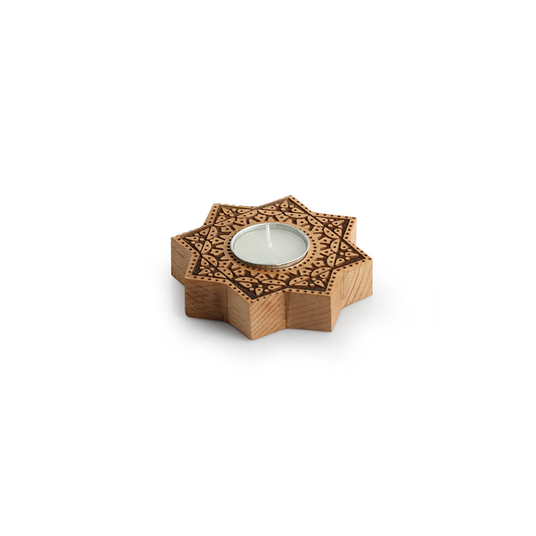 'Jugnu Sitara' Wooden Tea Light Holder