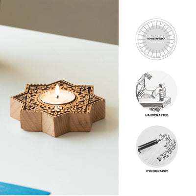 'Jugnu Sitara' Wooden Tea Light Holder