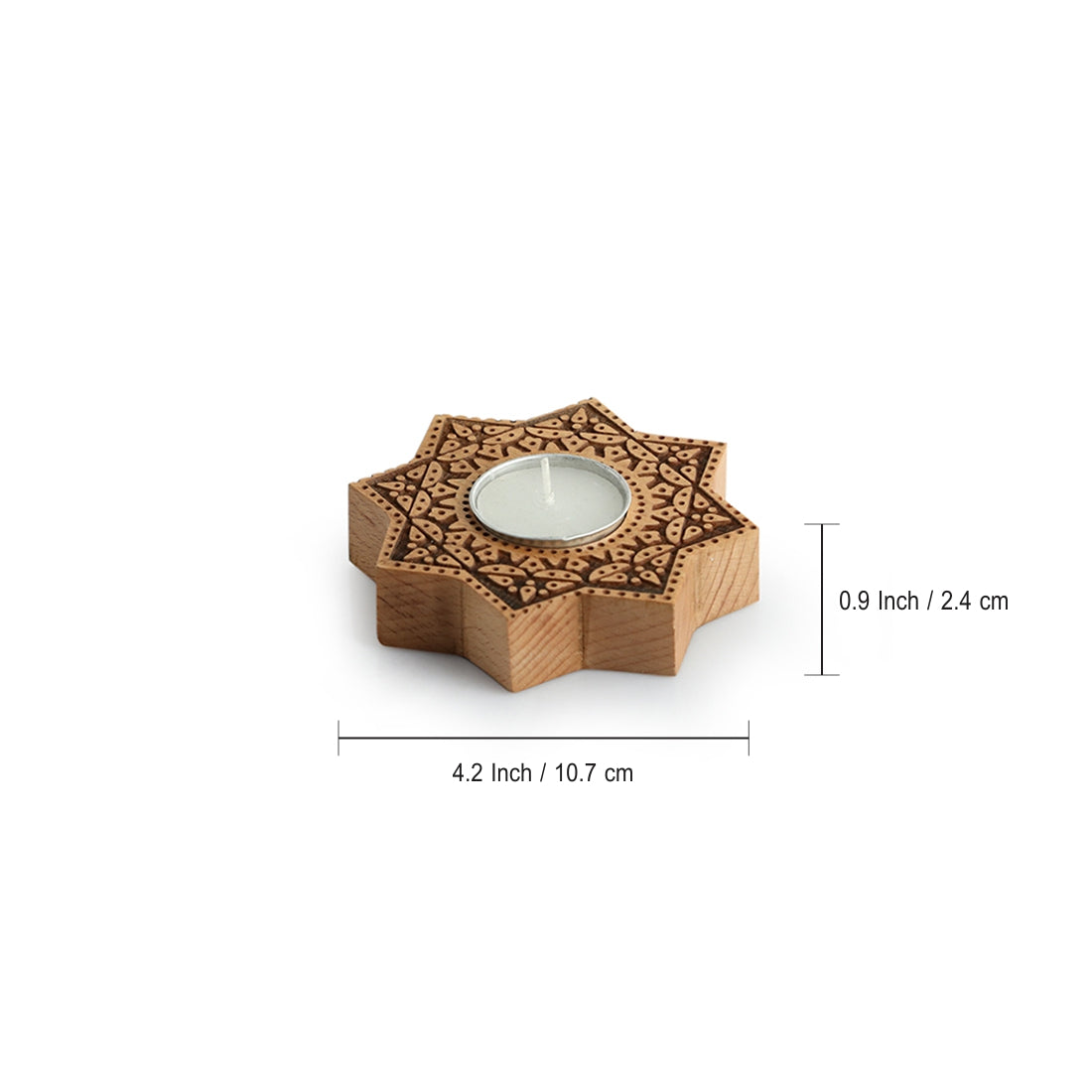 'Jugnu Sitara' Wooden Tea Light Holder