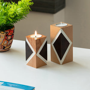 'Jugnu Rhombus' Tea Light Holder (Set of 2)