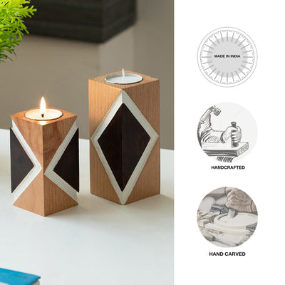 'Jugnu Rhombus' Tea Light Holder (Set of 2)