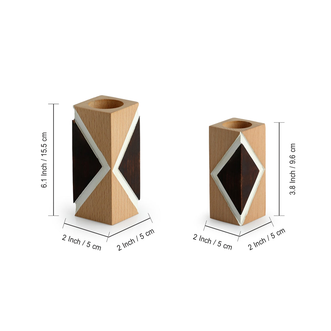 'Jugnu Rhombus' Tea Light Holder (Set of 2)