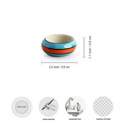 'Mughal Rolling Jugnu' Handpainted Tea Light Holder (Set of 4, Ceramic)