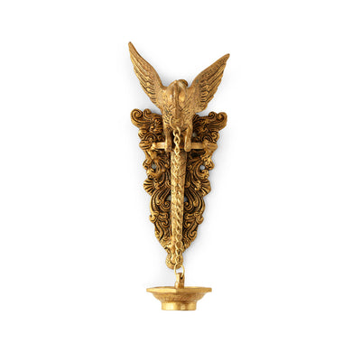 'Golden Parrot' Decorative Wall Hanging Brass Diya (5 Wicks, 1.5 Kg, Hand-Etched)