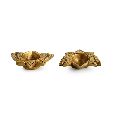 'Lotus Shaped' Hand-Carved Brass Diya (Hand-Etched, 0.2 Kg)