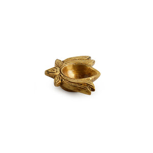 'Lotus Shaped' Hand-Carved Brass Diya (Hand-Etched, 0.2 Kg)