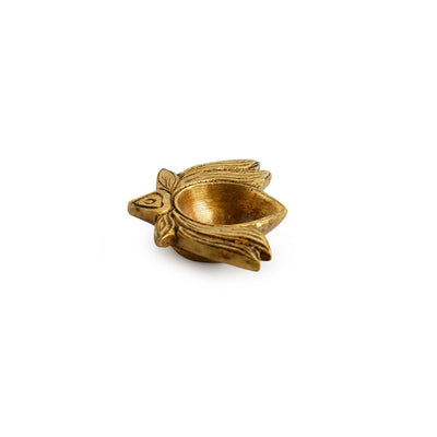 'Lotus Shaped' Hand-Carved Brass Diya (Hand-Etched, 0.2 Kg)