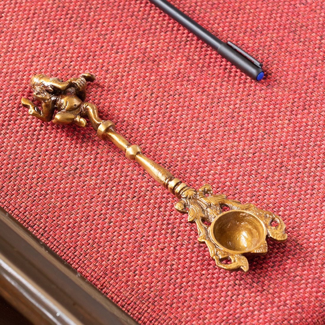 'Versatile Vinayaka' Hand-Etched Ghee/Pooja Hawan Spoon In Brass (9 inch)