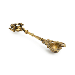 'Versatile Vinayaka' Hand-Etched Ghee/Pooja Hawan Spoon In Brass (9 inch)
