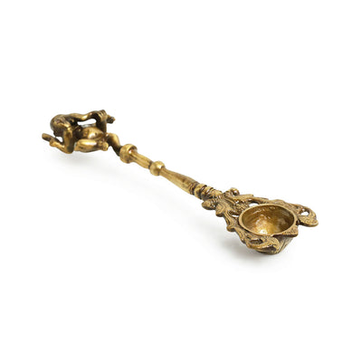 'Versatile Vinayaka' Hand-Etched Ghee/Pooja Hawan Spoon In Brass (9 inch)