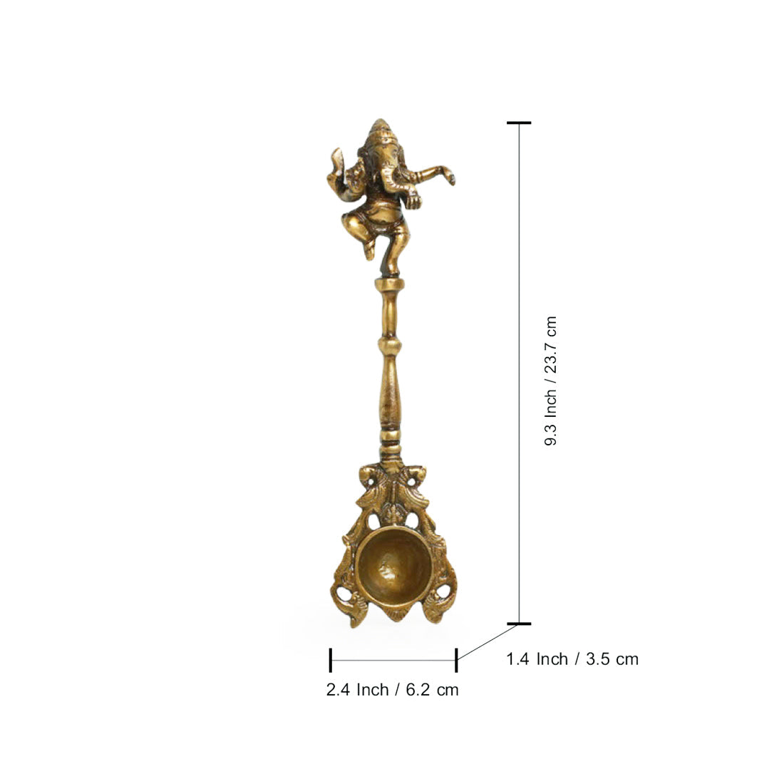 'Versatile Vinayaka' Hand-Etched Ghee/Pooja Hawan Spoon In Brass (9 inch)