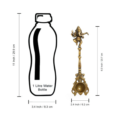 'Versatile Vinayaka' Hand-Etched Ghee/Pooja Hawan Spoon In Brass (9 inch)