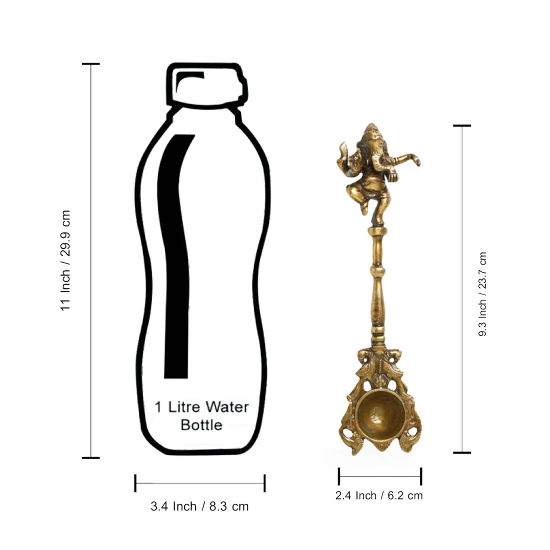 'Versatile Vinayaka' Hand-Etched Ghee/Pooja Hawan Spoon In Brass (9 inch)