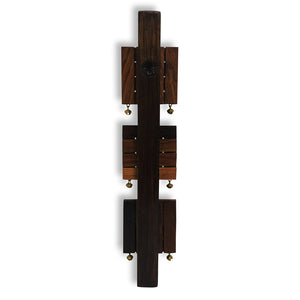 'Brass, Wood & Colours' Madhubani Handpainted Dhokra Art Key Holder In Sheesham & Teak Wood (6 Hooks)