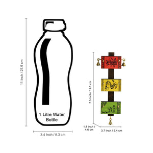 'Panels Of Paintings' Warli Handpainted Key Holder In Pine & Teak Wood (6 Hooks)