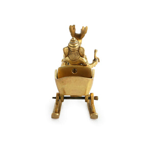 'Chariot Brass Ganesha' Showpiece Idol (Hand-Etched, 0.7 Kg)