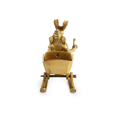 'Chariot Brass Ganesha' Showpiece Idol (Hand-Etched, 0.7 Kg)