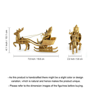 'Chariot Brass Ganesha' Showpiece Idol (Hand-Etched, 0.7 Kg)