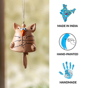 'Babbling Bird' Handmade Wind Chime & Decorative Hanging In Terracotta