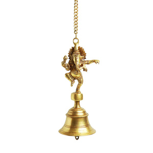 'Dancing Ganpati' Hand-Etched Decorative Hanging Bell In Brass