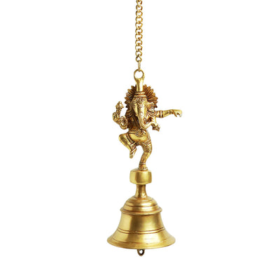 'Dancing Ganpati' Hand-Etched Decorative Hanging Bell In Brass