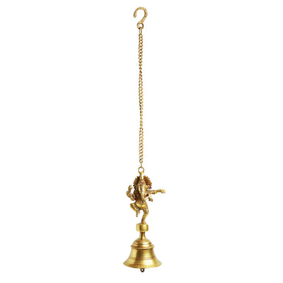 'Dancing Ganpati' Hand-Etched Decorative Hanging Bell In Brass