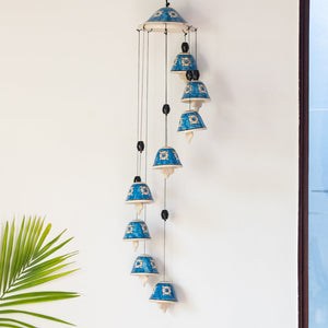 'Floret Symphonies' Handpainted Decorative Hanging Bells Wind Chime In Ceramic (24 Inch)