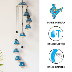 'Floret Symphonies' Handpainted Decorative Hanging Bells Wind Chime In Ceramic (24 Inch)