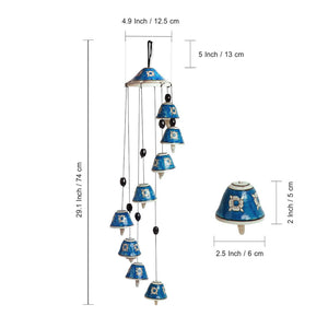 'Floret Symphonies' Handpainted Decorative Hanging Bells Wind Chime In Ceramic (24 Inch)