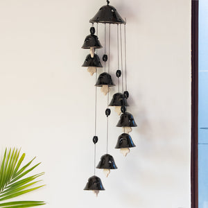 'Hazel Symphonies' Handpainted Decorative Hanging Bells Wind Chime In Ceramic (24 Inch)
