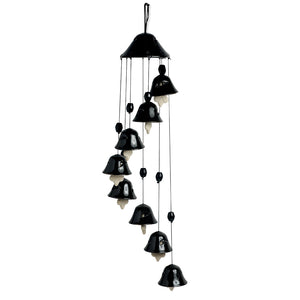 'Hazel Symphonies' Handpainted Decorative Hanging Bells Wind Chime In Ceramic (24 Inch)
