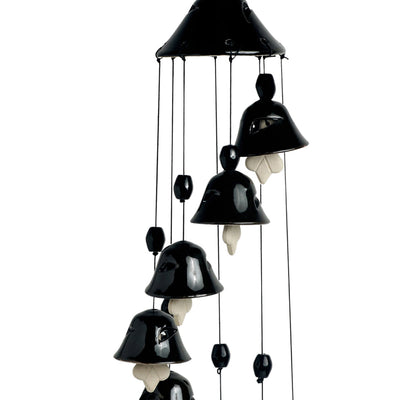 'Hazel Symphonies' Handpainted Decorative Hanging Bells Wind Chime In Ceramic (24 Inch)