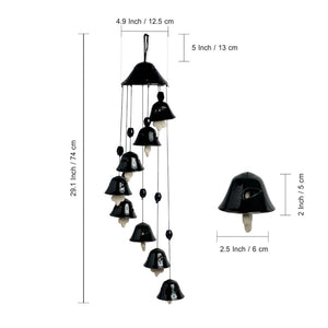 'Hazel Symphonies' Handpainted Decorative Hanging Bells Wind Chime In Ceramic (24 Inch)