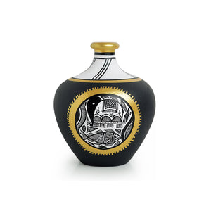 'Madhubani Jet Black Matkis' Handpainted Terracotta Vases (Set of 3)