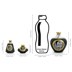 'Madhubani Jet Black Matkis' Handpainted Terracotta Vases (Set of 3)
