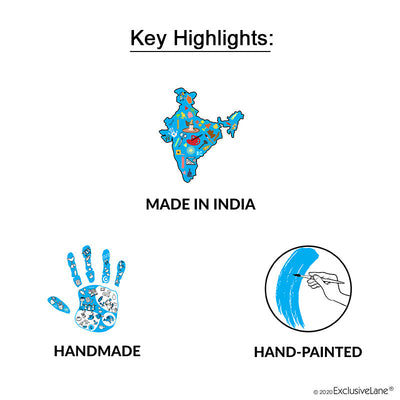 'Madhubani Jet Black Matkis' Handpainted Terracotta Vases (Set of 3)