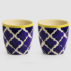 'The Two Morocco Pod' Handpainted Ceramic Planters (Set of 2)