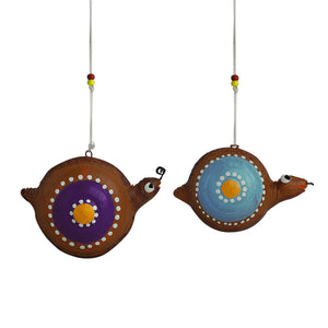 'Spiral Snails' Handpainted Garden Decorative Terracotta Hangings (Set of 2)
