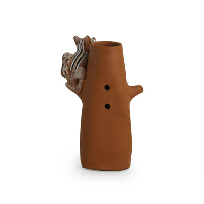 'Climbing Squirrels' Handpainted Garden Decorative Terracotta Table Cum Wall Showpiece