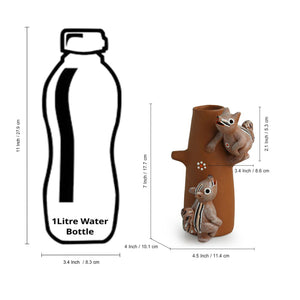 'Climbing Squirrels' Handpainted Garden Decorative Terracotta Table Cum Wall Showpiece