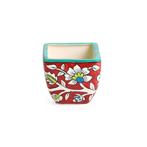 'Mughal Roots' Floral Handpainted Ceramic Planter Pots (Set of 2)