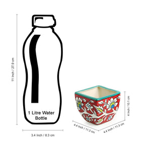 'Mughal Roots' Floral Handpainted Ceramic Planter Pots (Set of 2)